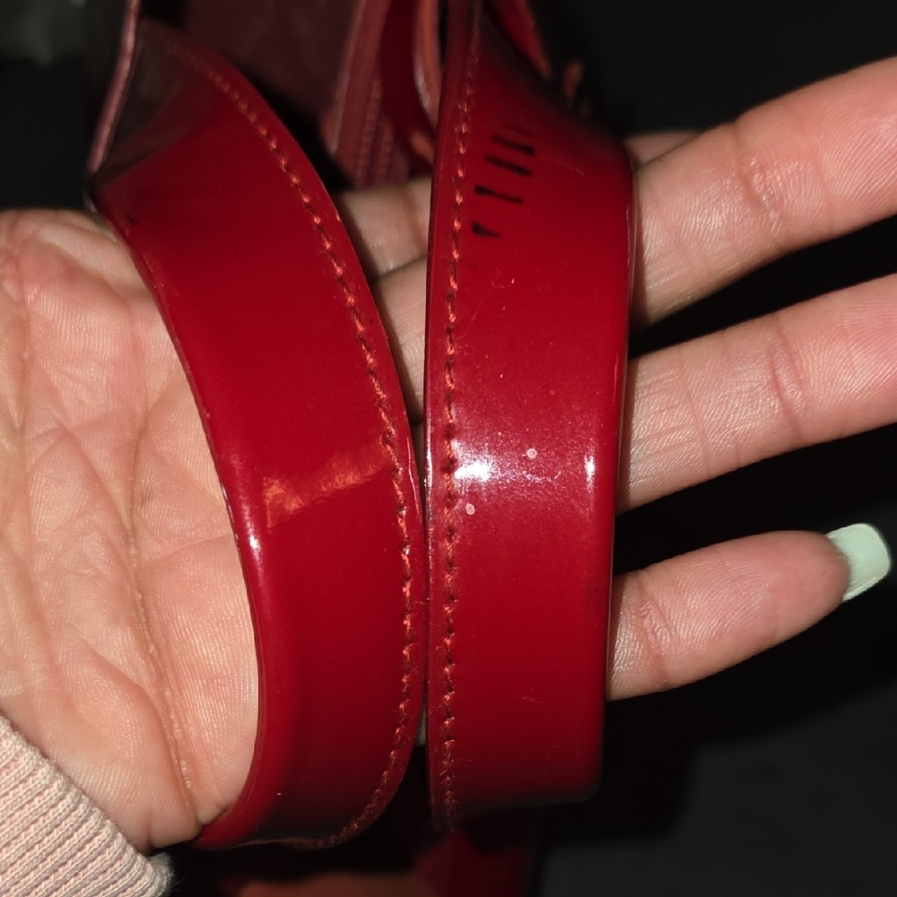 Furla Red Glossy Tote Bag with Metallic Charm - Picture 10 of 10